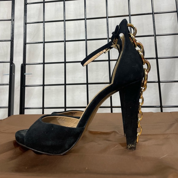 🚚 MOVING SALE Diane Von Furstenberg Sofia Black Suede Chain Heels by DVF - Picture 6 of 15